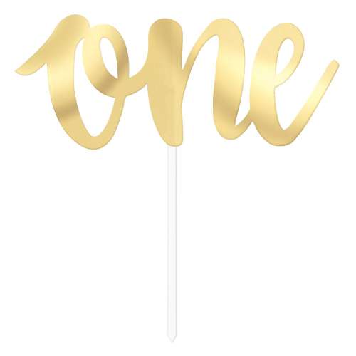 One Cake Topper - Gold - Click Image to Close